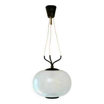 Suspension en verre Filigrana blanc de Murano - Italie, 1950