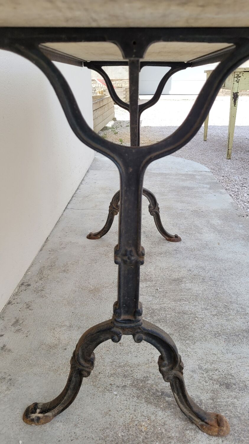 Restaurant bistro table in marble and cast iron signed godin