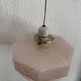 Suspension vintage 1930 verre rose nuagée lustre - 60 cm