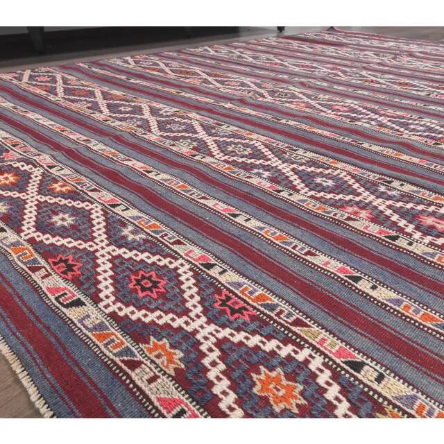 Handwoven Vintage Traditional Turkish Wool Flatweave Kilim Rug 160x280