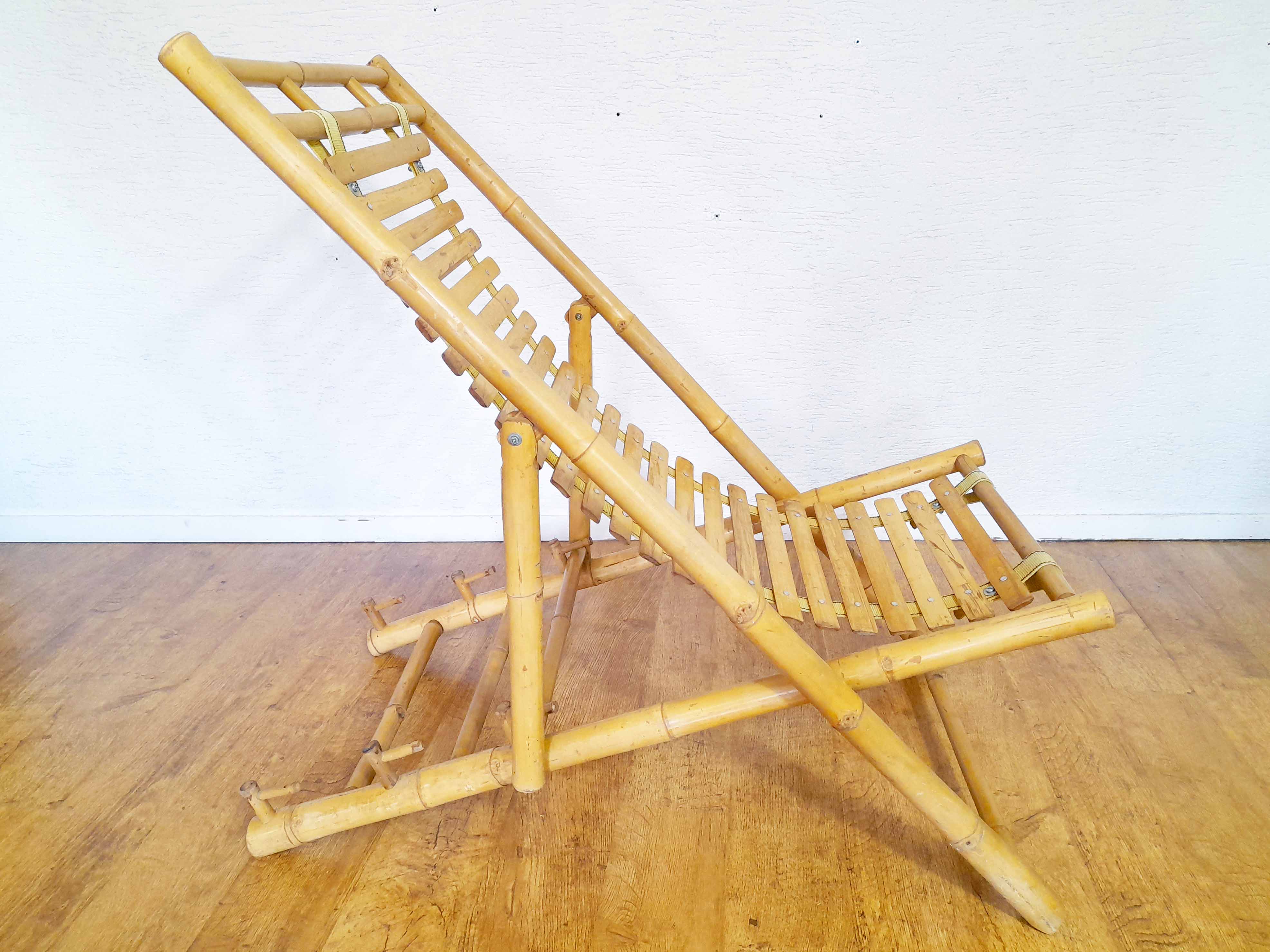 Vintage bamboo deckchair