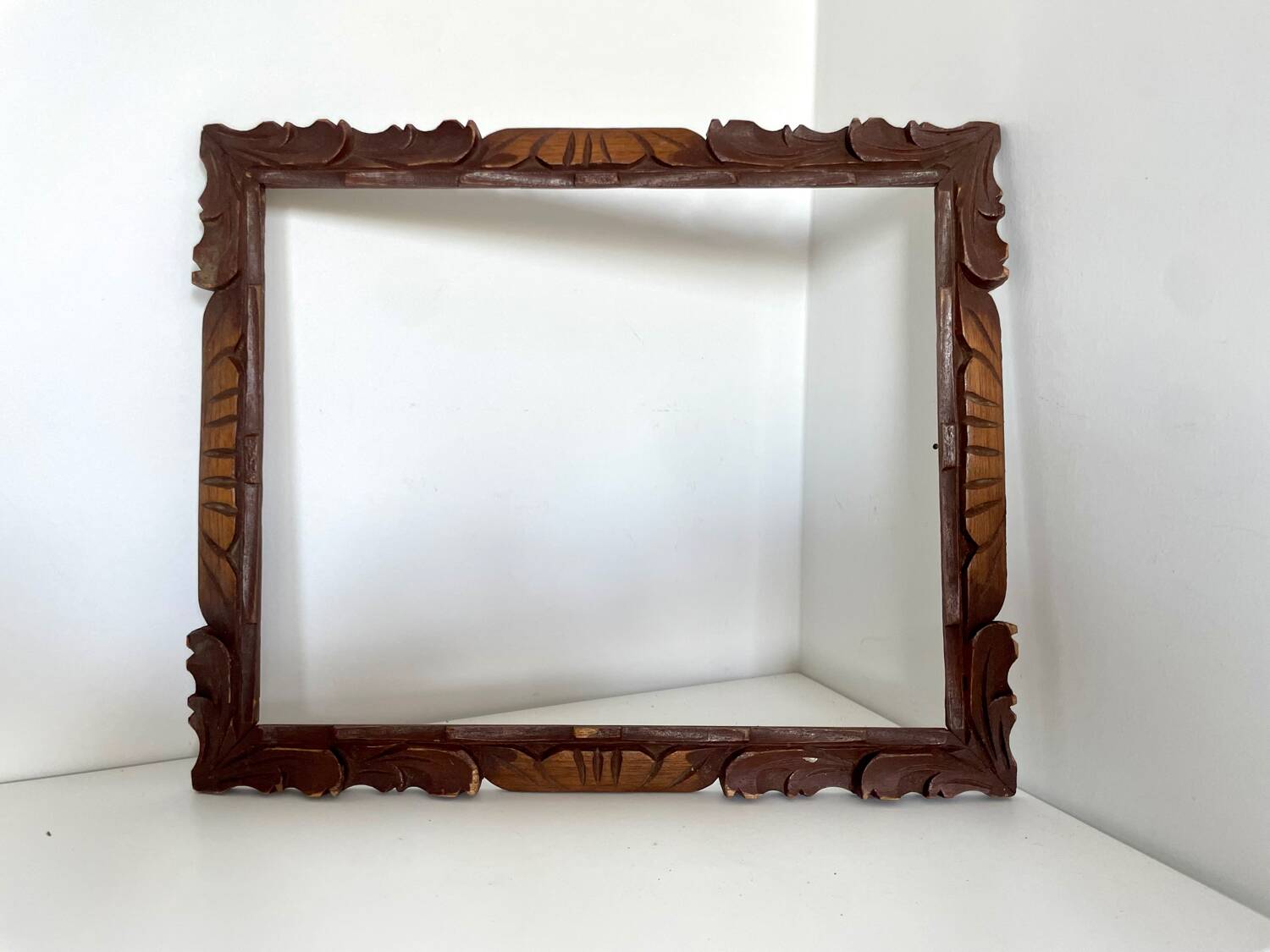 Antique handcarved frame Cedarwood 29.5 cm x 24 cm