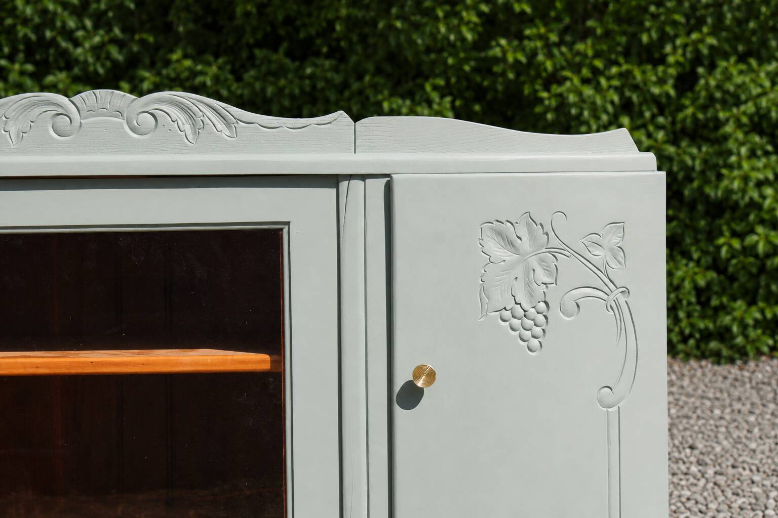 Art Deco sideboard in solid wood – Verdigris – 140 cm