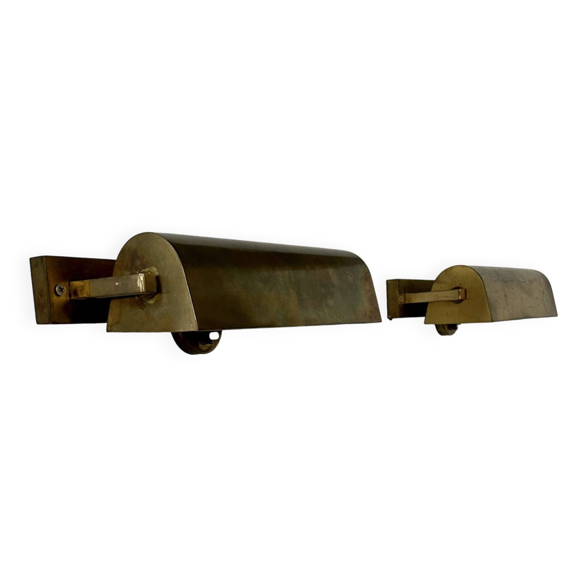 Pair of vintage modernist wall lights, adjustable in brass, France 1940
