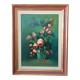 Large oil painting on canvas vase with flowers signed