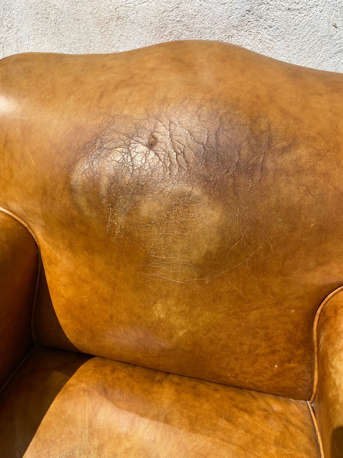 Fauteuil club cuir havane vintage