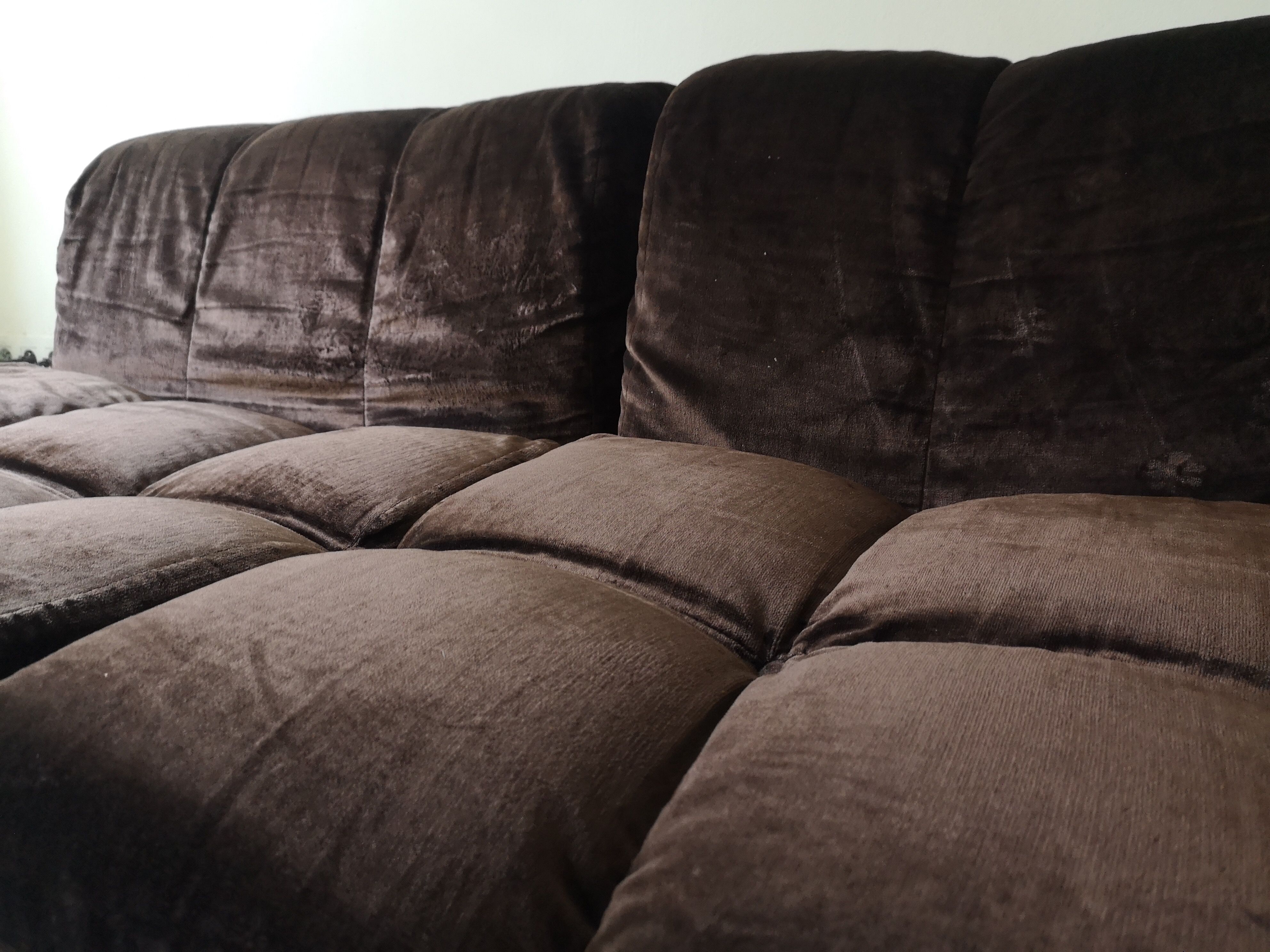 Modular sofa metal and velvet design 1970