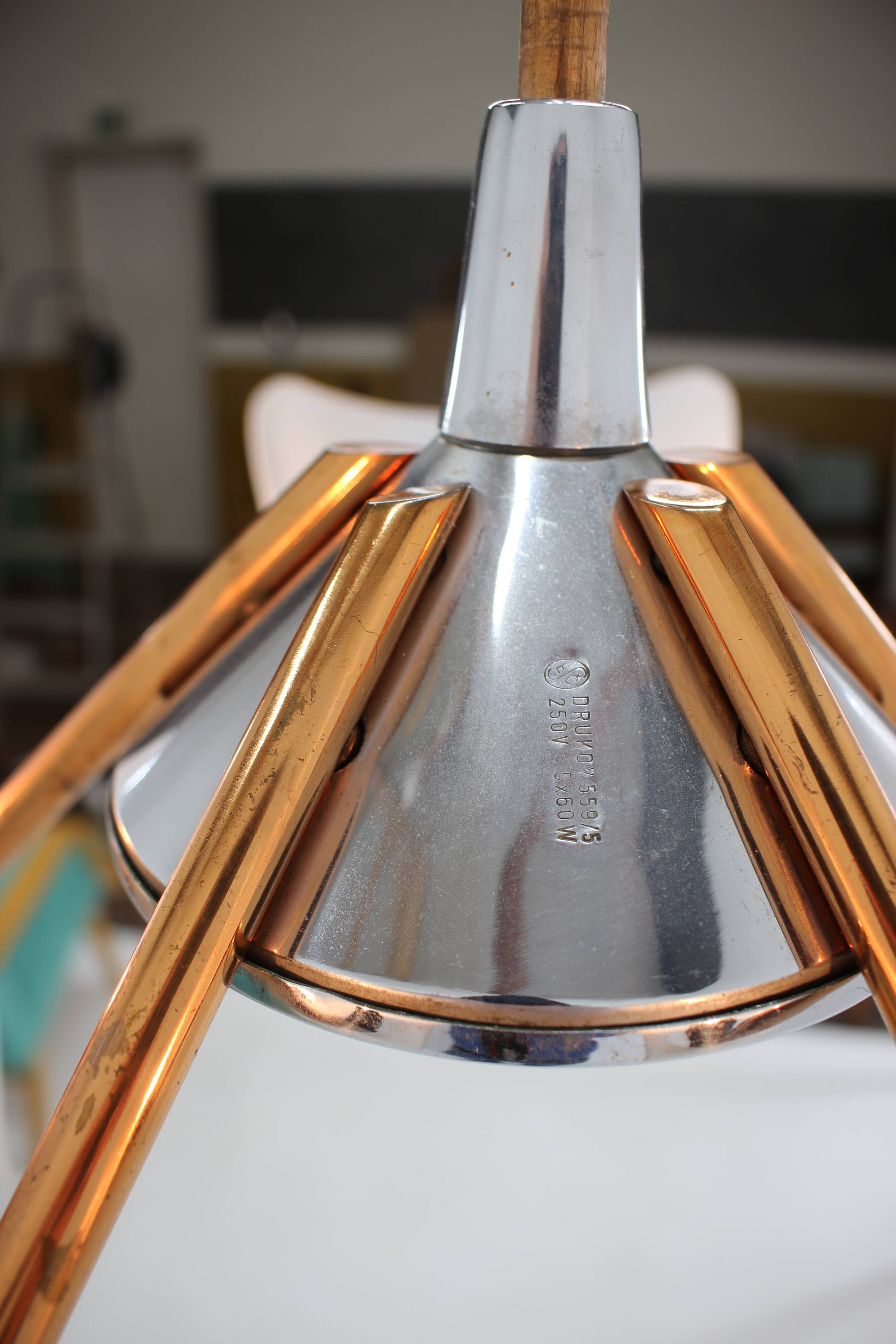 Mid-century chandelier by Drukov,  1960