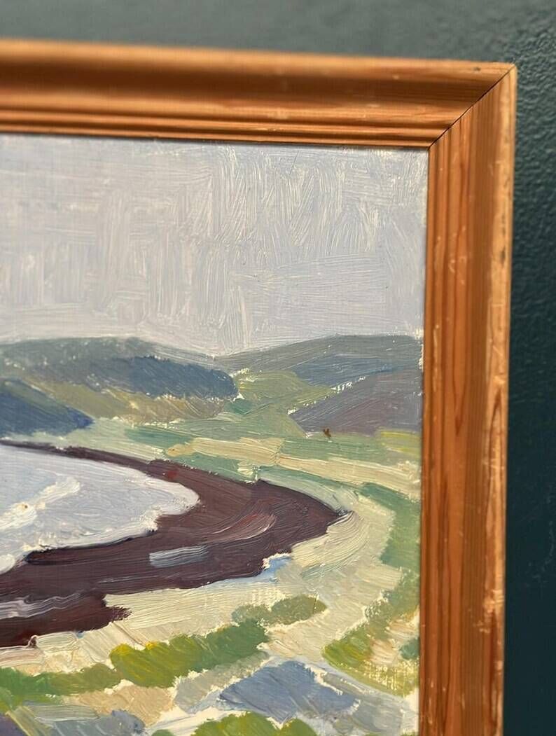 Original Swedish Oil on Panel – “Coastal Landscape” by Curt Rydell – Signed – Vintage & Framed – 33 × 40 cm (13" × 15.7")