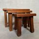 3x brutalist nesting tables – oak