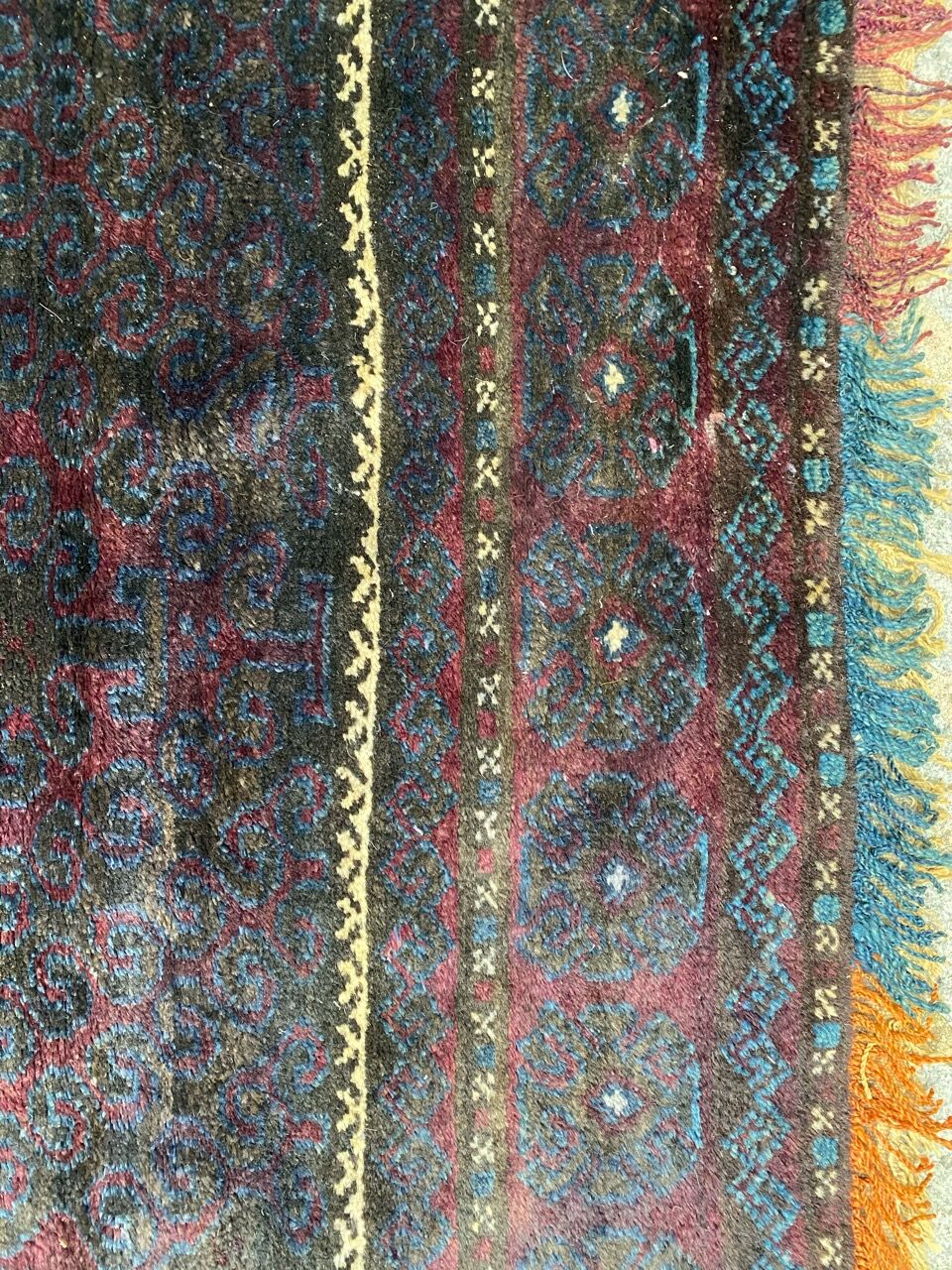 Handmade handmade Afghan Belutch vintage carpet 122x206 cm