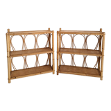 Set of bamboo and rattan shelves