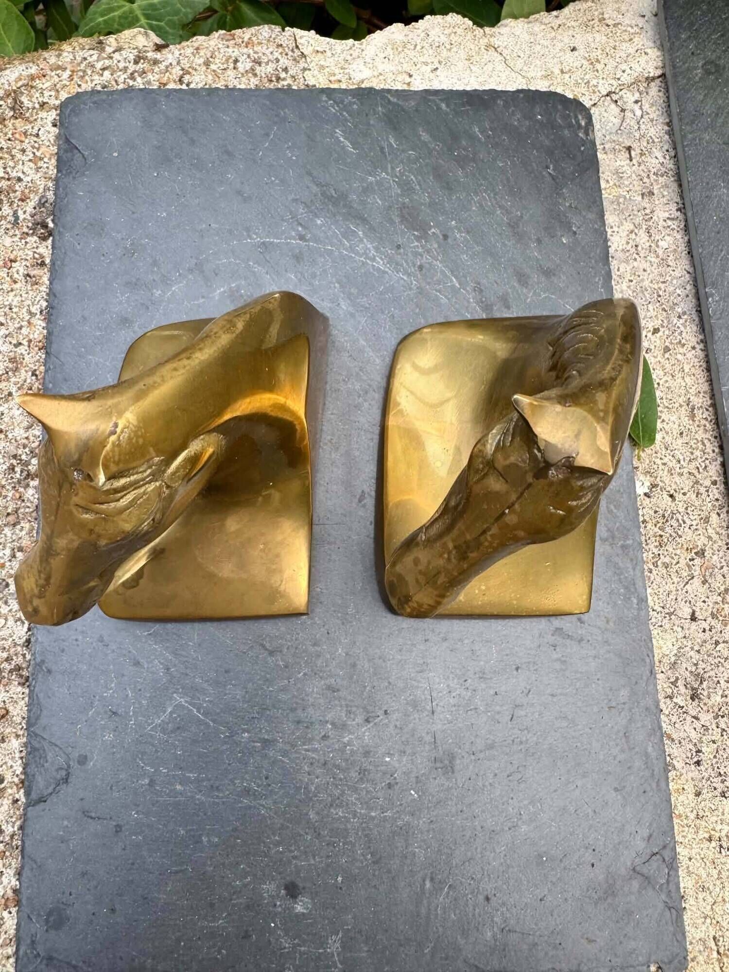 Pair of brass Art Deco horse bookends