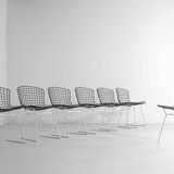 Ensemble de 7 chaises Bertoia noires et blanches pour Knoll International, années 1970