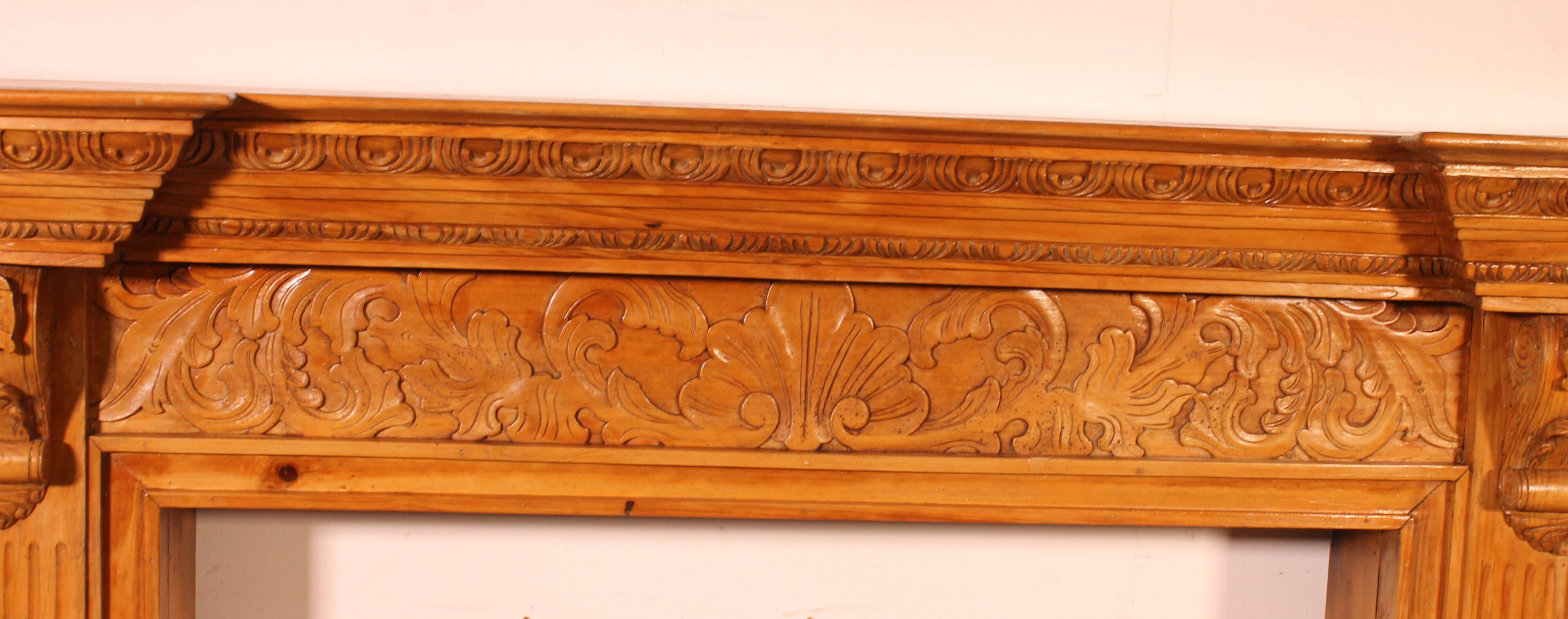 Transitional style beechwood fireplace mantel - 19th century
