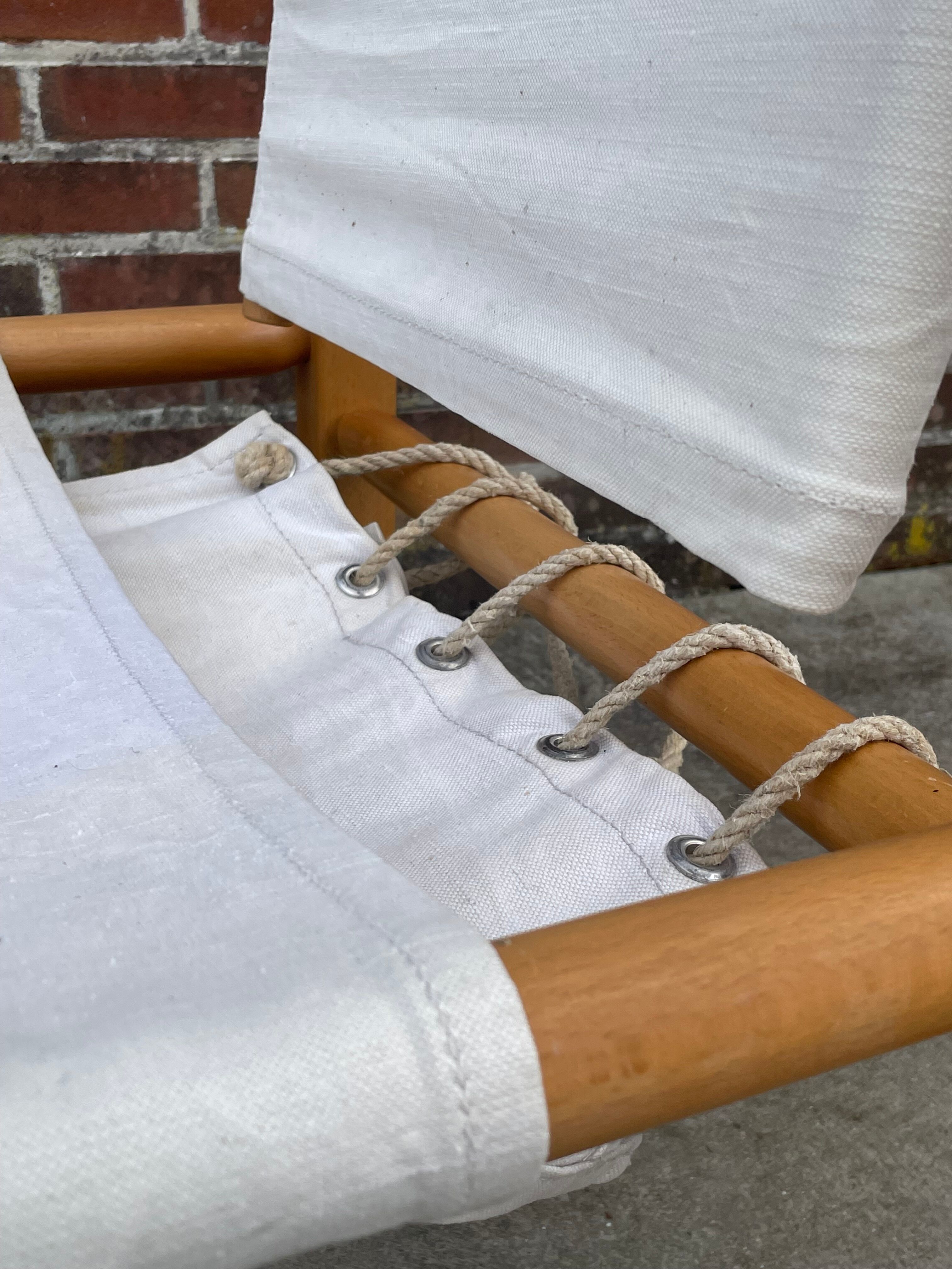 Vintage safari chair 1960s Denmark with canvas minimalist design