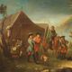 Camp de peinture française avec soldats et chevaux du XIXe siècle