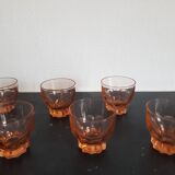 Set of 6 small pink glasses