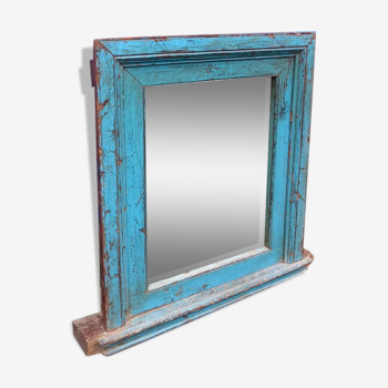 Miroir indien bleu vintage 92x92cm