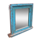 Vintage blue Indian mirror 92x92cm