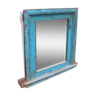 Vintage blue Indian mirror 92x92cm