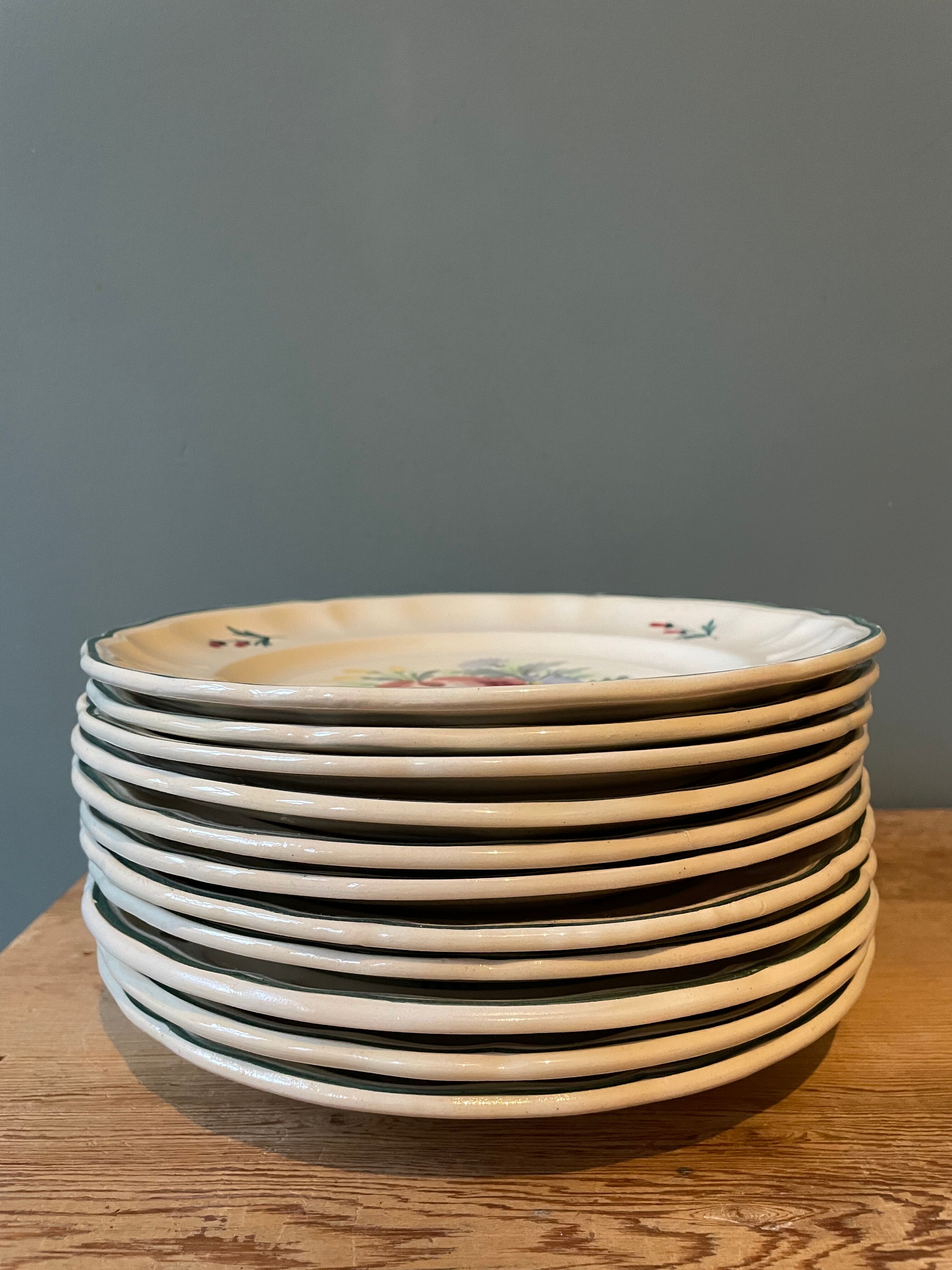 Set of 11 Saint Clément earthenware dessert plates France