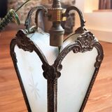 Lantern in smoked glass and brass