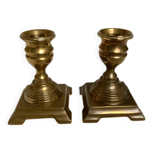 Paire de petits bougeoirs - laiton