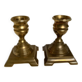 Pair of small brass candle holders