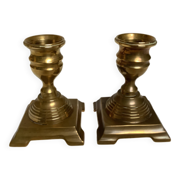 Pair of small brass candle holders