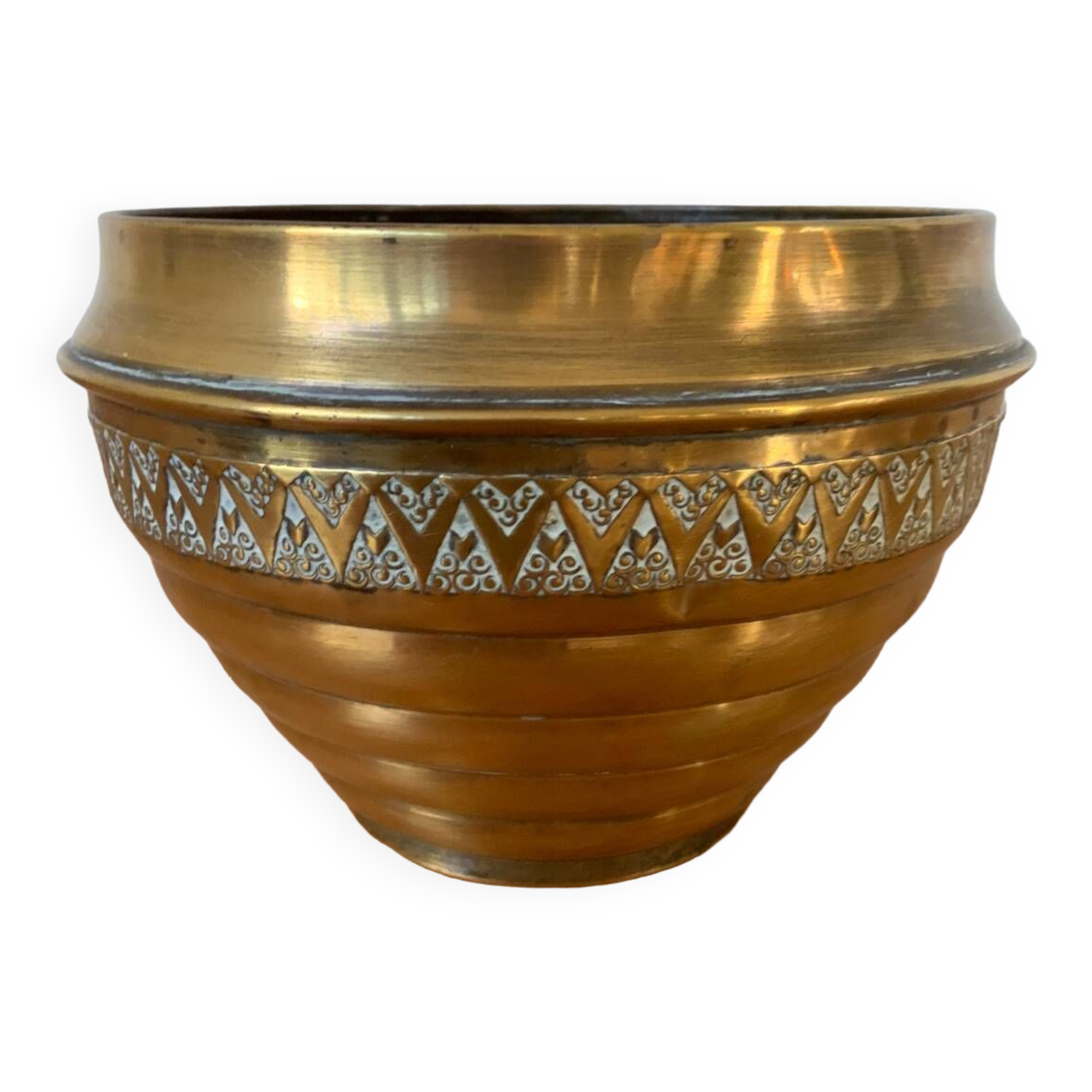 Vintage brass plant pot