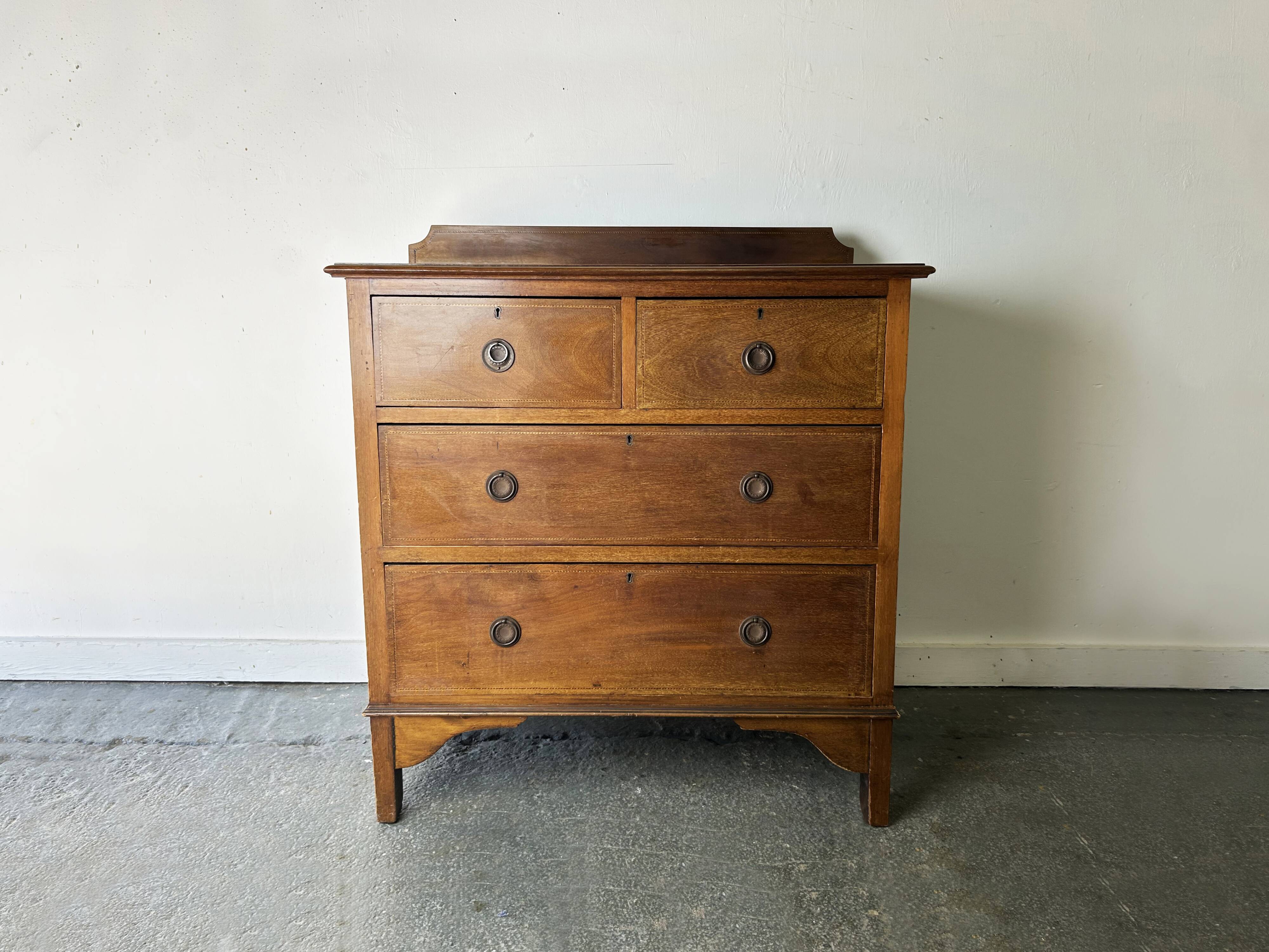 Antique Edwardian inlaid mahogany 5 drawer chest c.1900