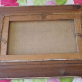Tableau ancien avec son encadrement, signé jcc,  scène portuaire avec phare