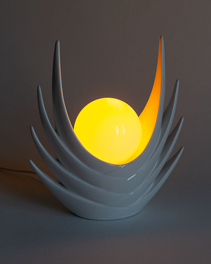 Organic white ceramic lamp, Italy, 70s