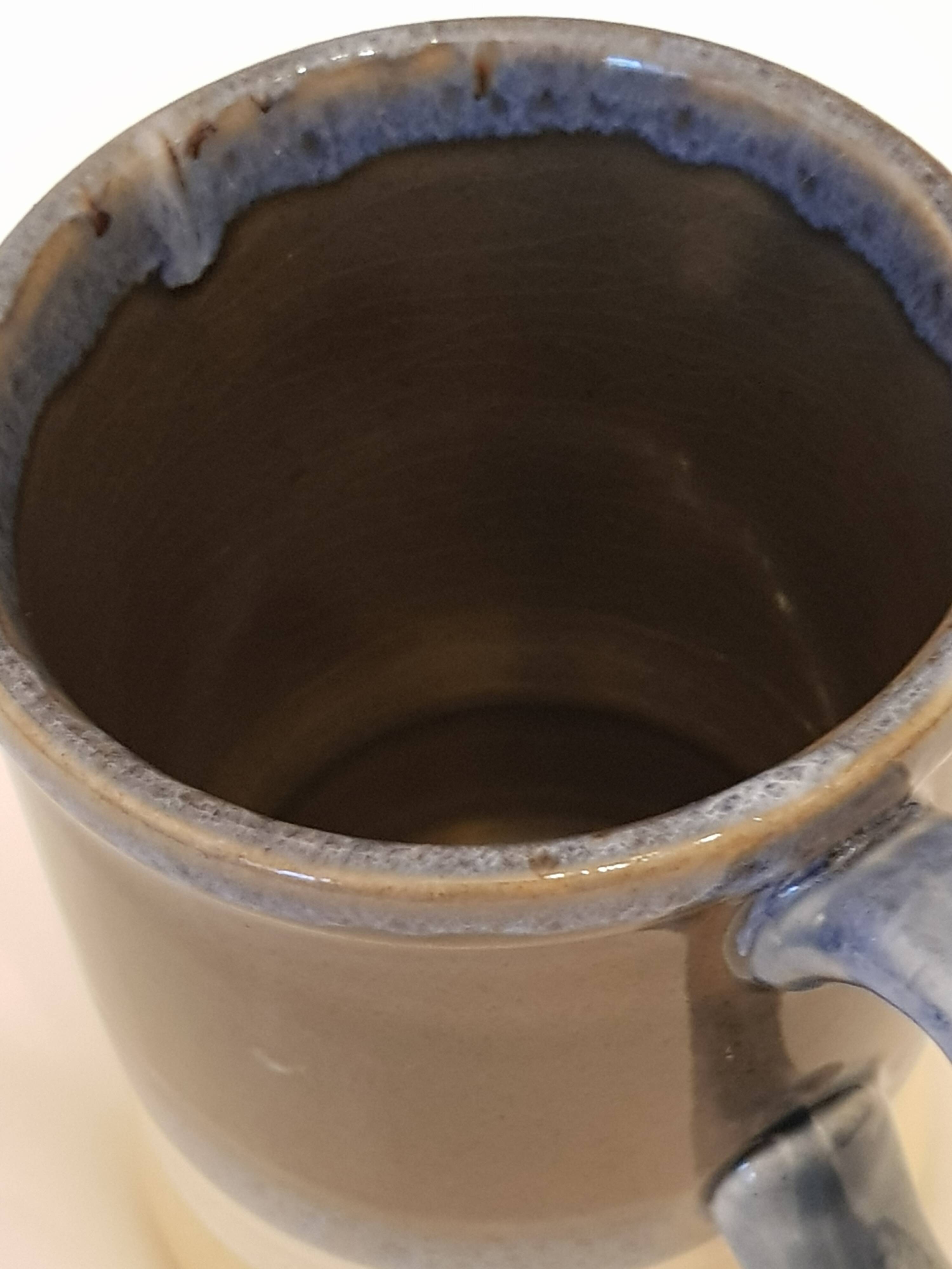 Duo of cups, handcrafted enamelled English stoneware mug. Nice size