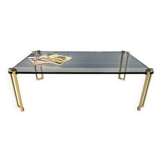 Peter Ghyczy style coffee table in brass and glass