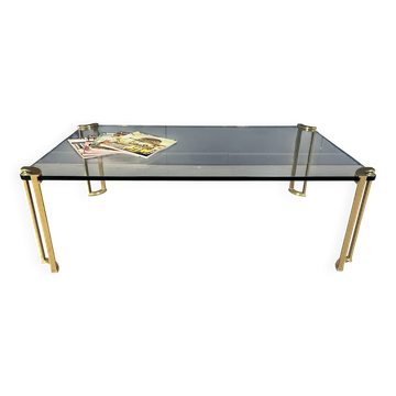 Peter Ghyczy style coffee table in brass and glass