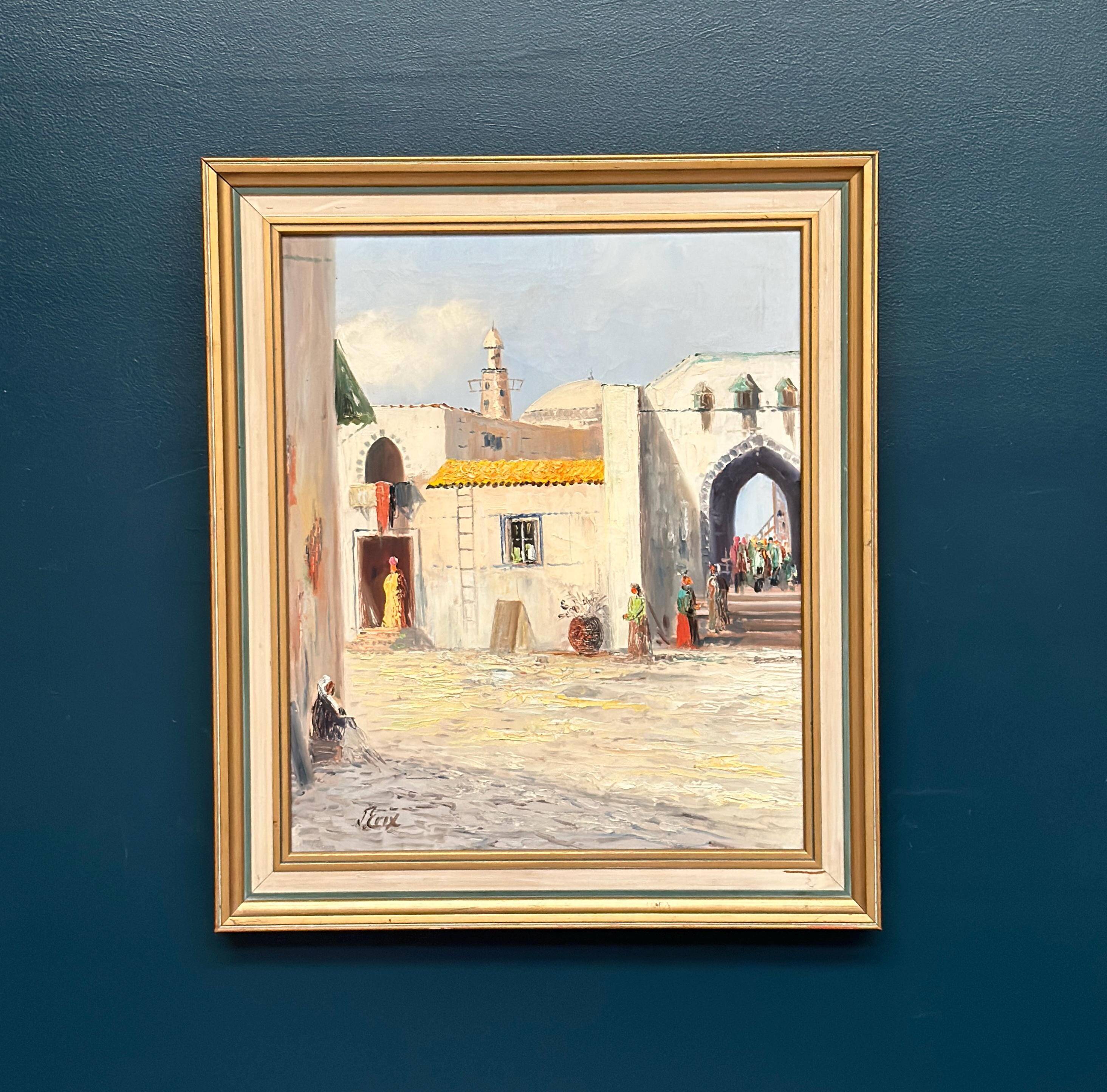 Swedish Oil on Canvas – “Southern Street” by J. Erix