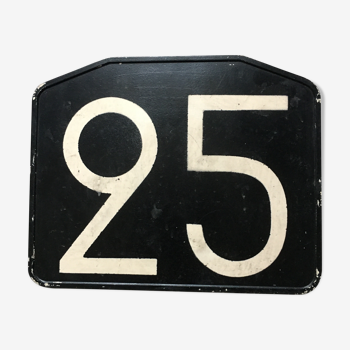 Plaque ancienne de ligne de bus n° 25