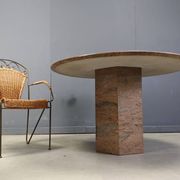 Table à manger ronde en granit vintage, années 1970