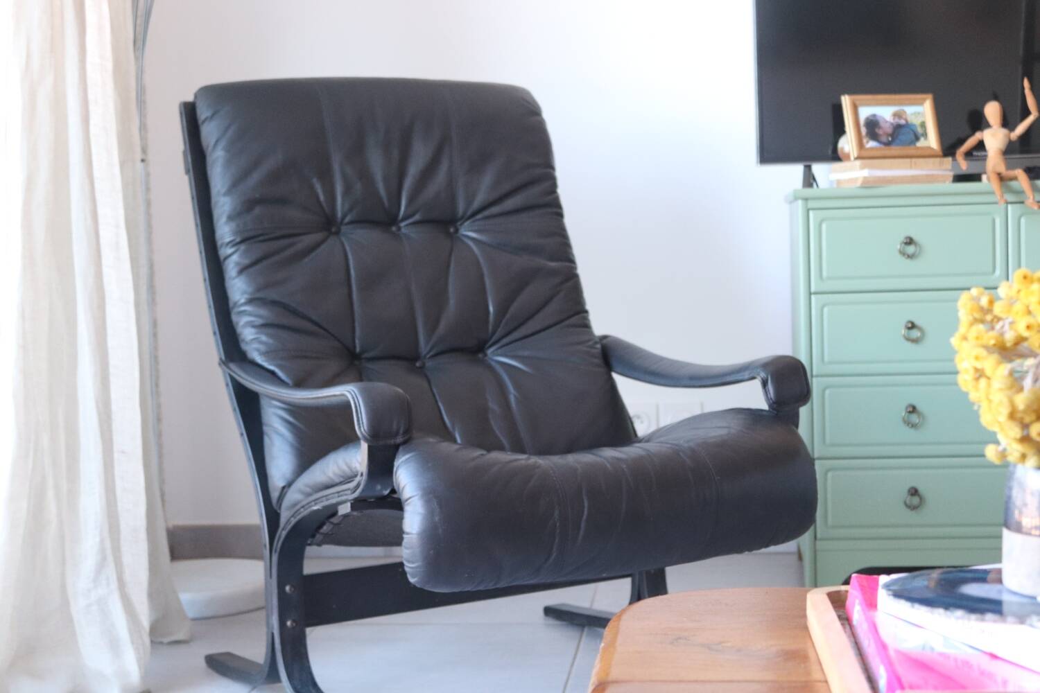 Siesta armchair Westnofa ingmar relling vintage black leather