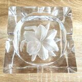 Large Solid Crystal Ashtray France JG Durand Modern Design Art Deco Loft