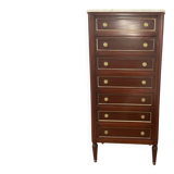 Louis XVI style chest of drawers in mahogany and bronze