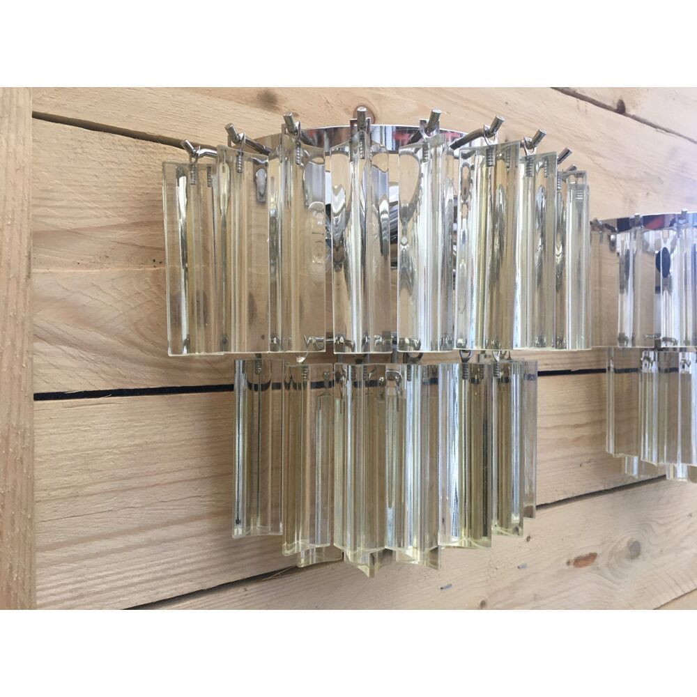 Transparent “Triedro” Murano glass wall sconce