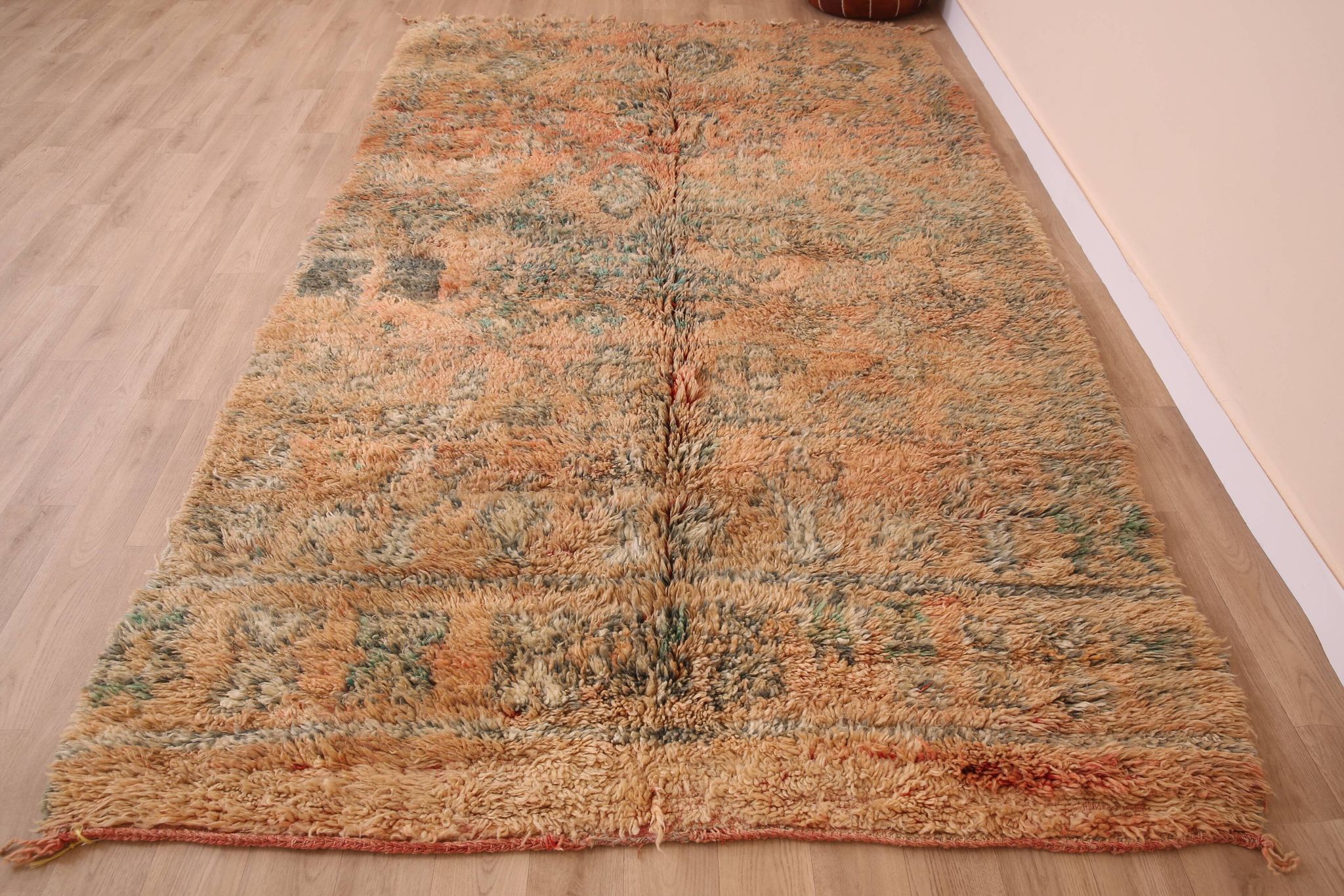 Peach Vintage Moroccan Rug 182 x 294 cm, Berber Wool Rug Handmade, Boho Rug