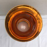 Vase verrerie d’art beaulieu verre peint doré avec décor fleurs vintage