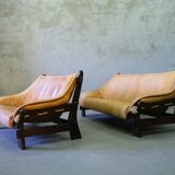 Mid-Century Leather Living Room Set in The Brazilian Style of Jean Gillon, 1970s, Set of 3.