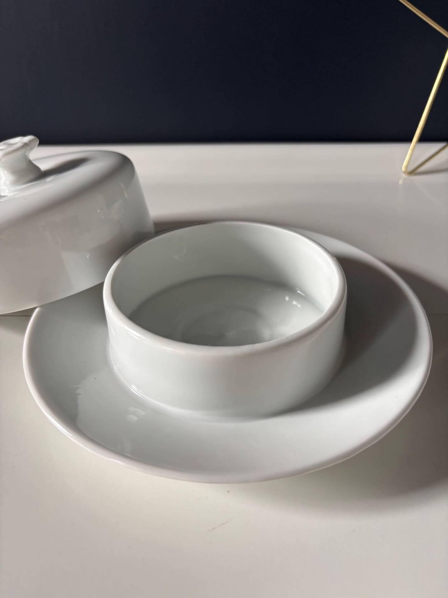White Limoges porcelain butter dish