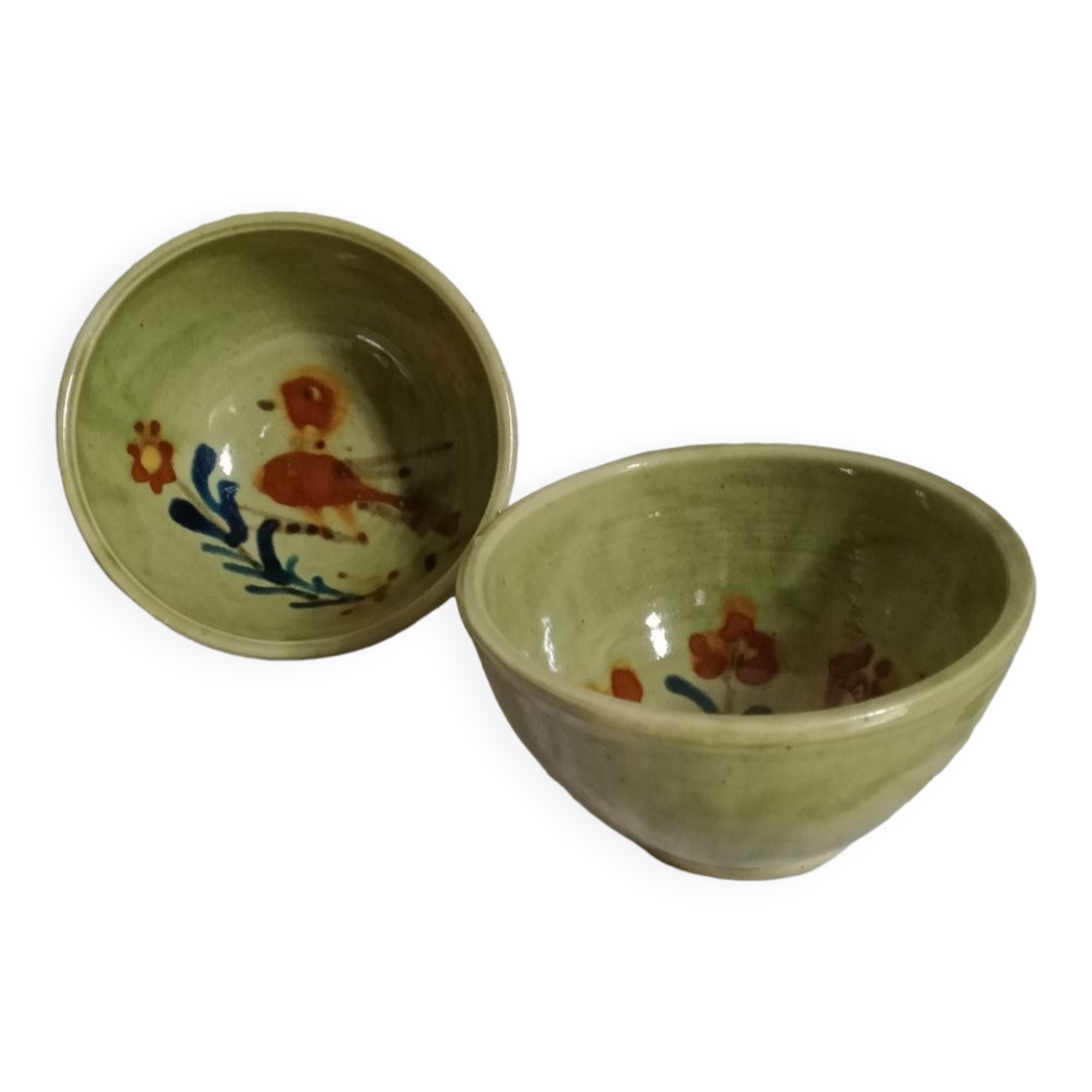 Decorated glazed ceramic bowls