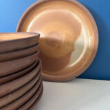 Natural stoneware plate 1970 vintage ceramic beige